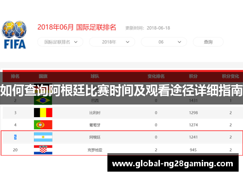 如何查询阿根廷比赛时间及观看途径详细指南