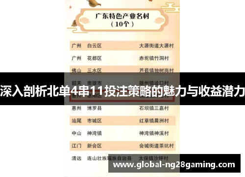 深入剖析北单4串11投注策略的魅力与收益潜力
