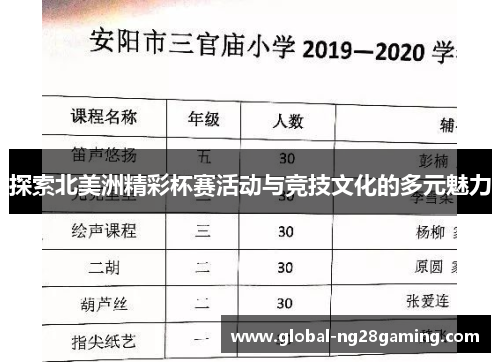 探索北美洲精彩杯赛活动与竞技文化的多元魅力