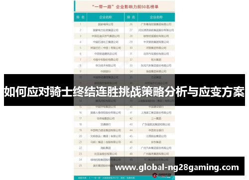 如何应对骑士终结连胜挑战策略分析与应变方案